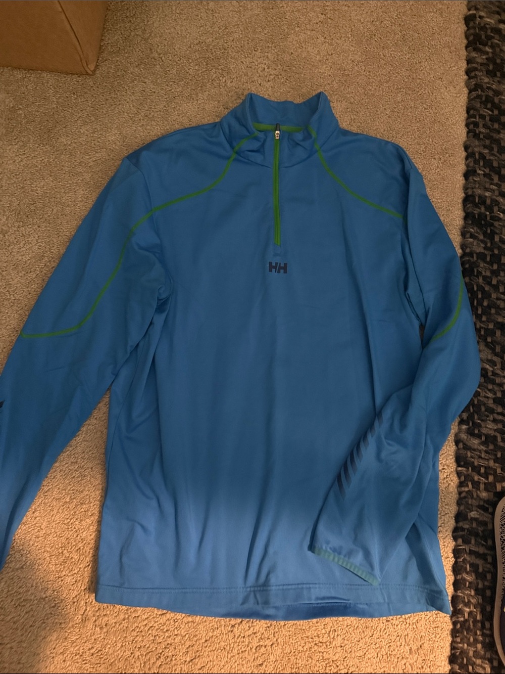 Helly Hansen Blue Quarter-Zip Pullover with Green Accents